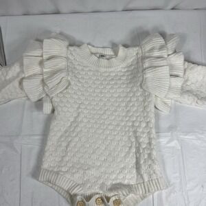 Infant Baby‎ Girl Cable Knit Sweater Romper Bodysuit 3-6 mo, 6-9 mo